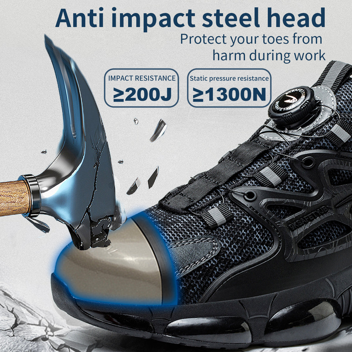Men's Steel Toe Sneakers Lightweight Laceless Work Shoes 678 - product photo 13