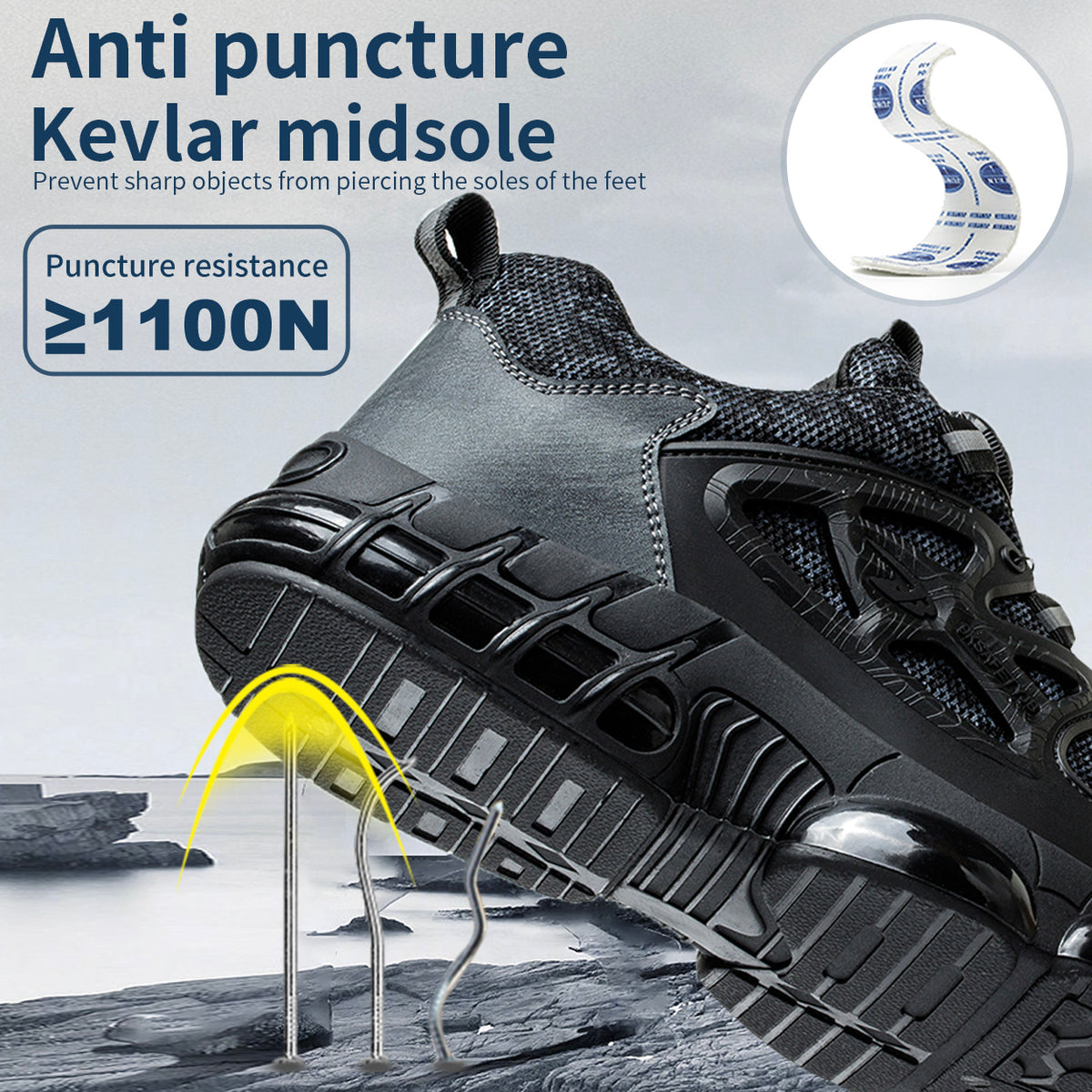 Men's Steel Toe Sneakers Lightweight Laceless Work Shoes 678 - product photo 18