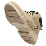 Beige 8012 regular work boot angled to show the textured outsole