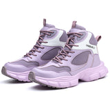 Purple fleece-lined steel toe boots