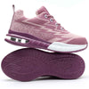 Lightweight Breathable Comfort Purple Knit Mesh Steel Toe Safety Shoes for Women