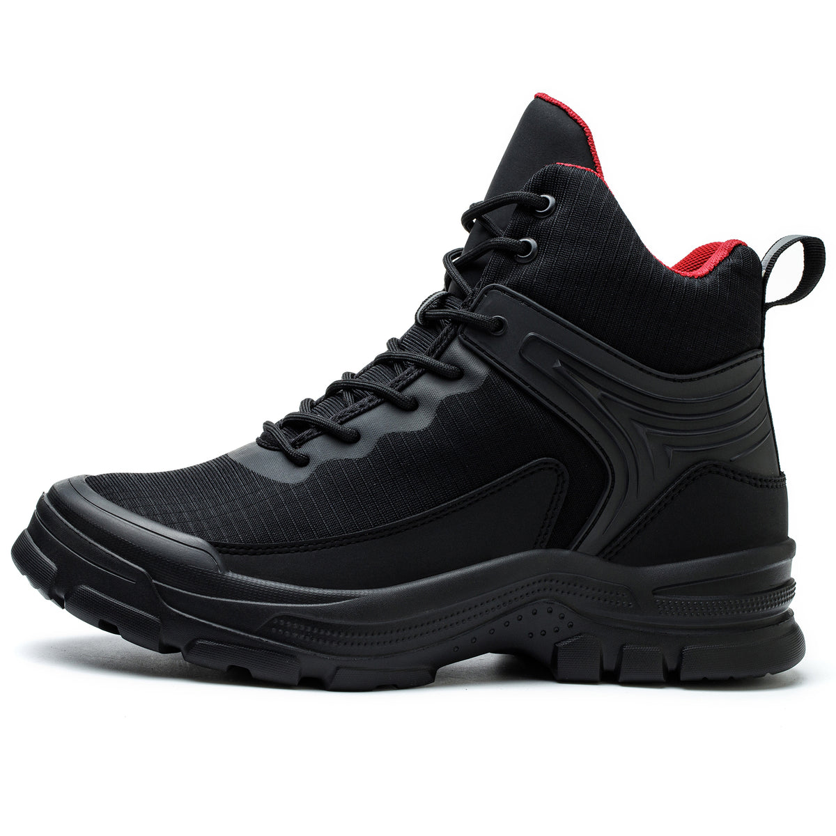 TFW black lightweight steel toe boots for men – front view