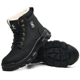 Black 2513 fleece-lined work boot with second boot showing the textured outsole