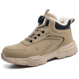 Beige 8012 fleece-lined steel toe work boot with dial closure on a white background
