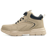 Beige 8012 regular steel toe work boot with dial closure, side profile
