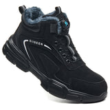 Black 8012 fleece-lined work boot, angled view of dial closure and padded collar
